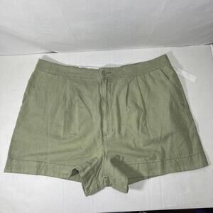 Joie Shorts Womens XXL Linen Blend Pleated High Waisted Green Faded Cactus NWT